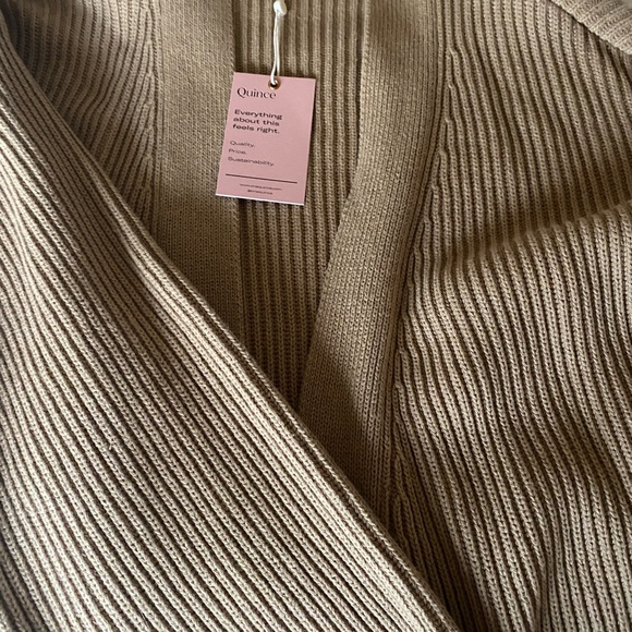 Quince Ribbed Tan Cardigan - Picture 2 of 2